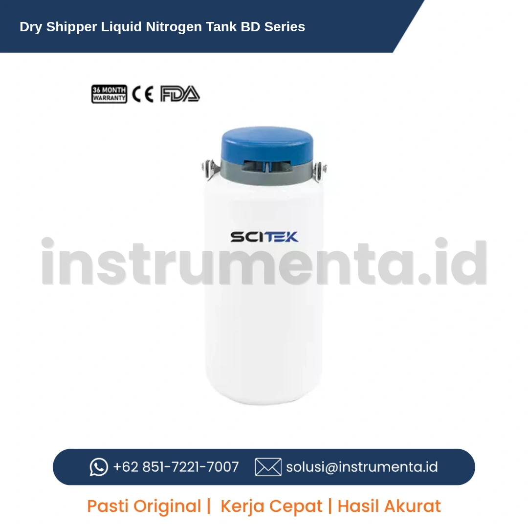 Distributor Resmi Dry Shipper Liquid Nitrogen Tank Scitek LNC-BD Series Tangki Kriogenik Anti-Tumpah untuk Transportasi Udara Sampel Biologis